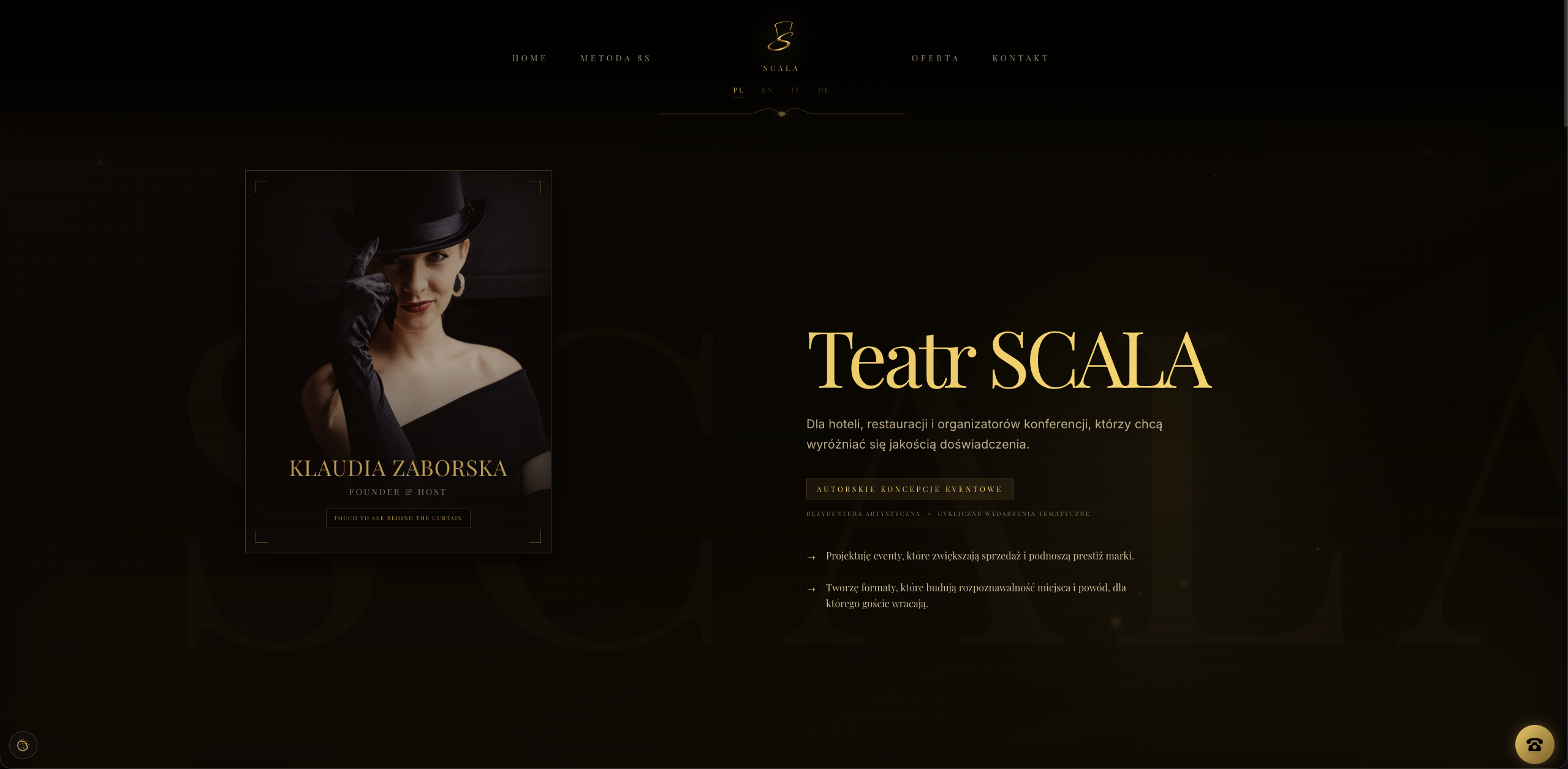 Strona Teatr SCALA — widok na komputerze